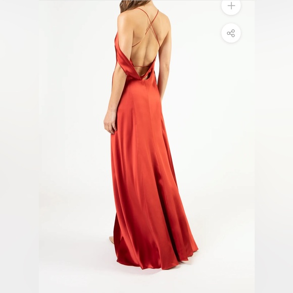 Michelle Mason Strappy Silk Wrap Gown in Cayenne. Worn once. Perfect condition - Picture 4 of 9